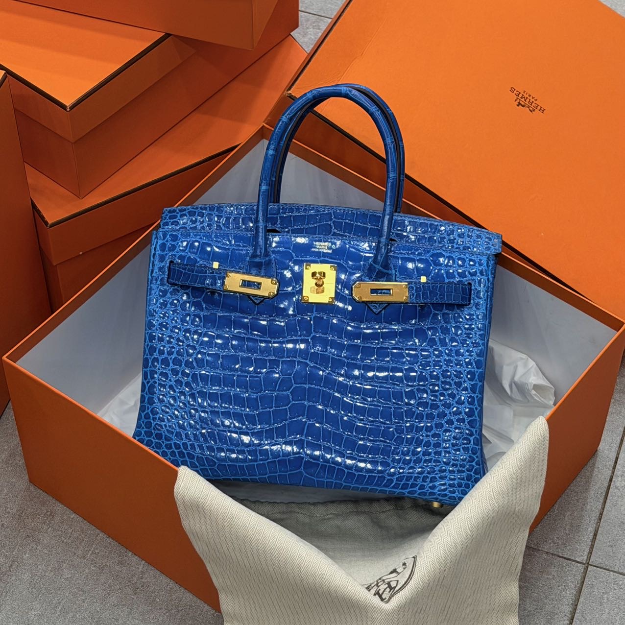 爱马仕Hermes Birkin/BK30 伊兹密尔蓝银扣 Y刻