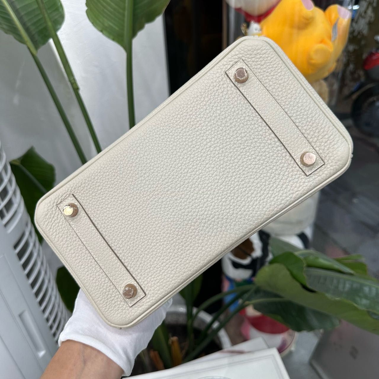 Hermes 10奶昔白birkin25/BK25 玫瑰金扣 togo皮 B刻 全套 缩略图