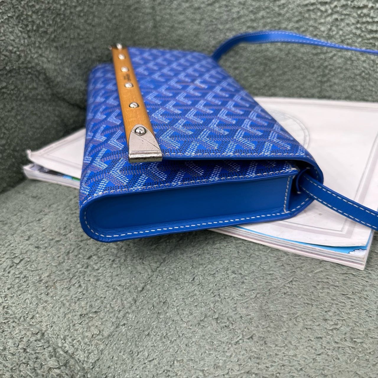 A级 goyard 蓝色老花斜挎包 17年 缩略图