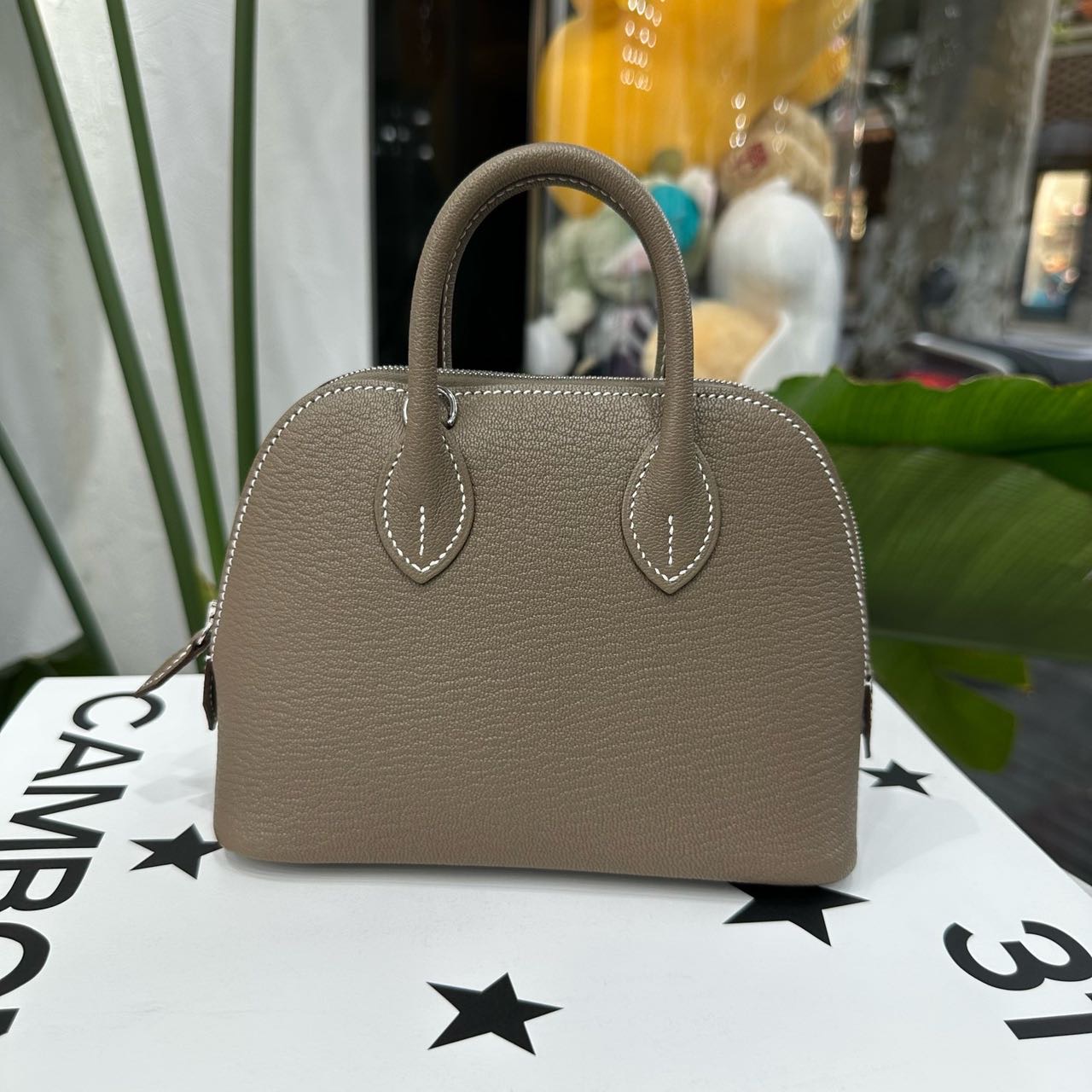 Hermes 大象灰mini bolide银扣 山羊皮 G刻 全套年新鲜票 缩略图