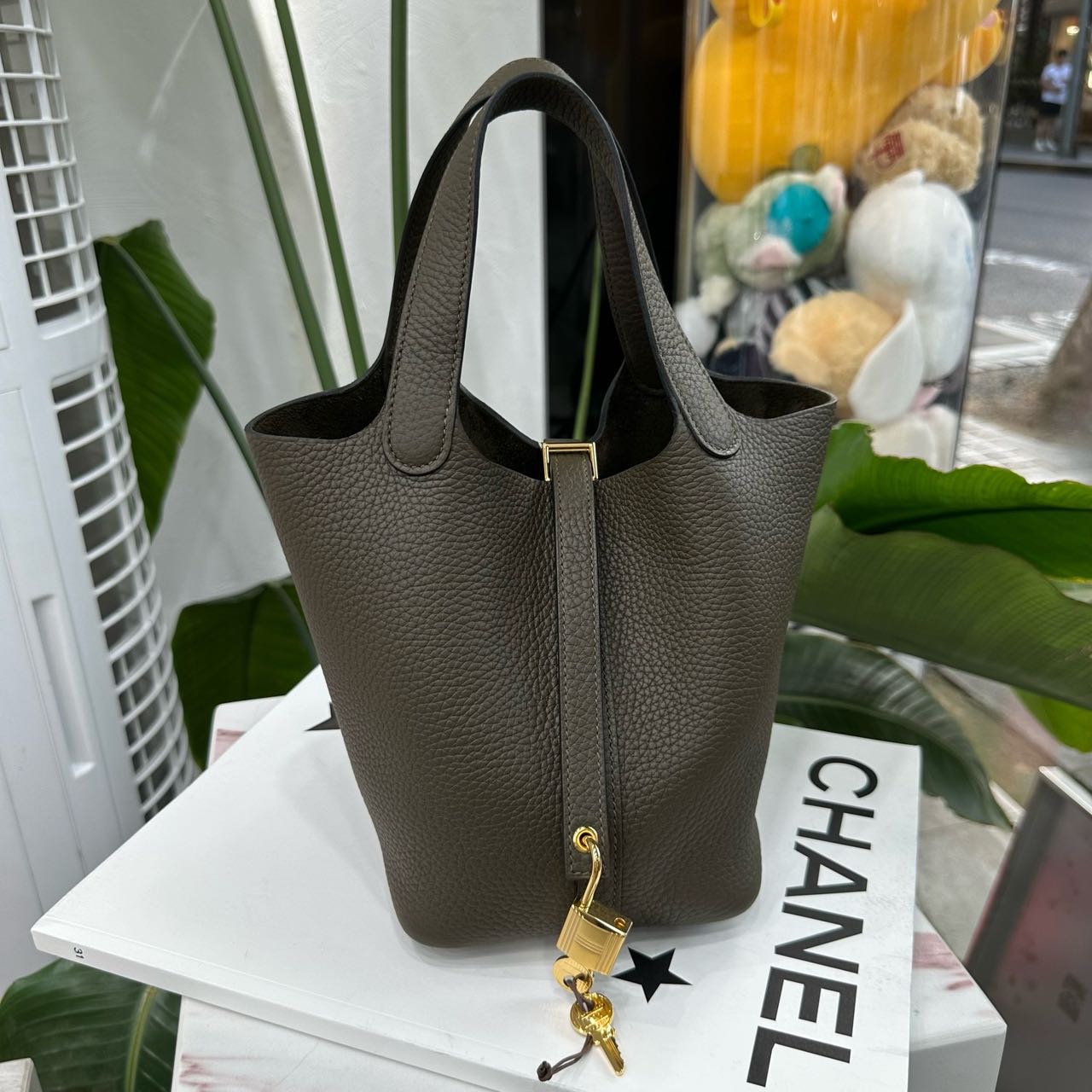 Hermes 伦敦绿水桶/菜篮子18 金扣 TC皮 G刻 全套