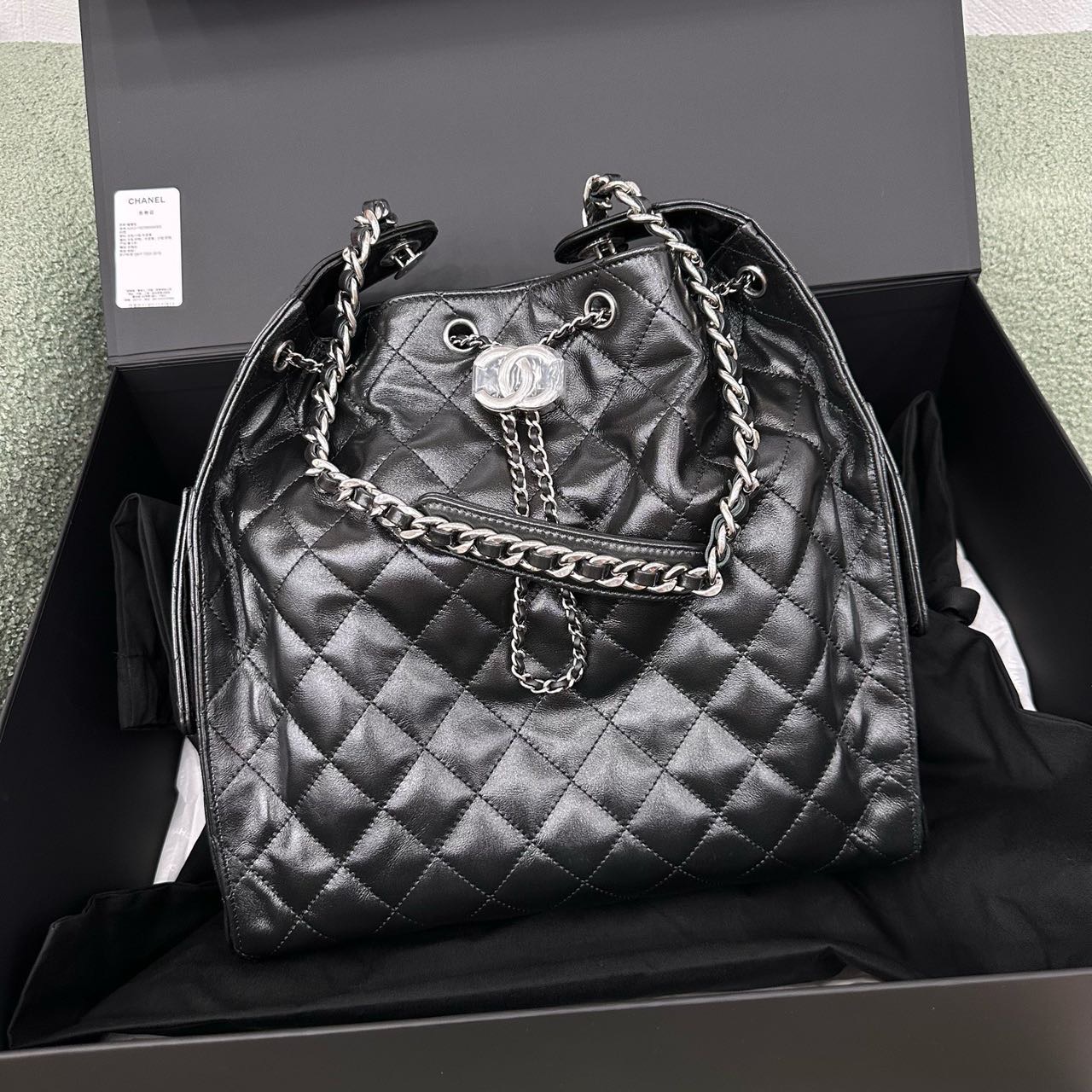 Chanel 黑银油蜡皮25bag 中号 全套带票 缩略图