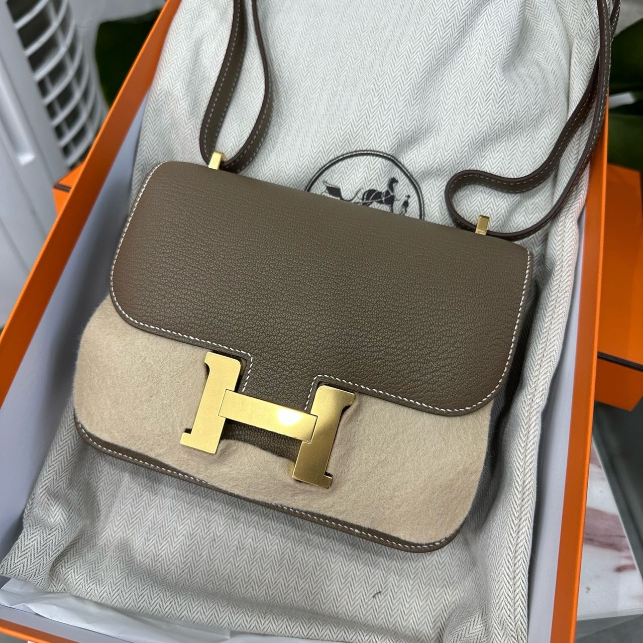 Hermes 大象灰康康mini 银扣 山羊皮 Y刻 全套