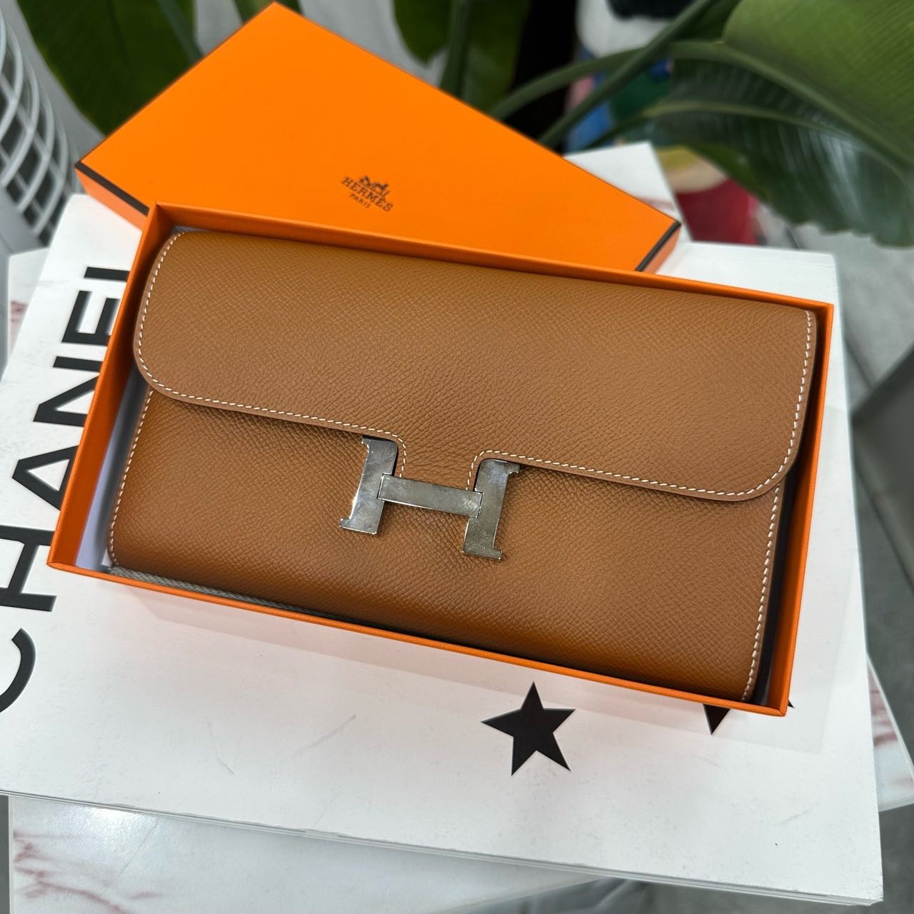Hermes 金棕康康钱包 银扣 Epsom皮 A刻 带盒子尘袋 缩略图
