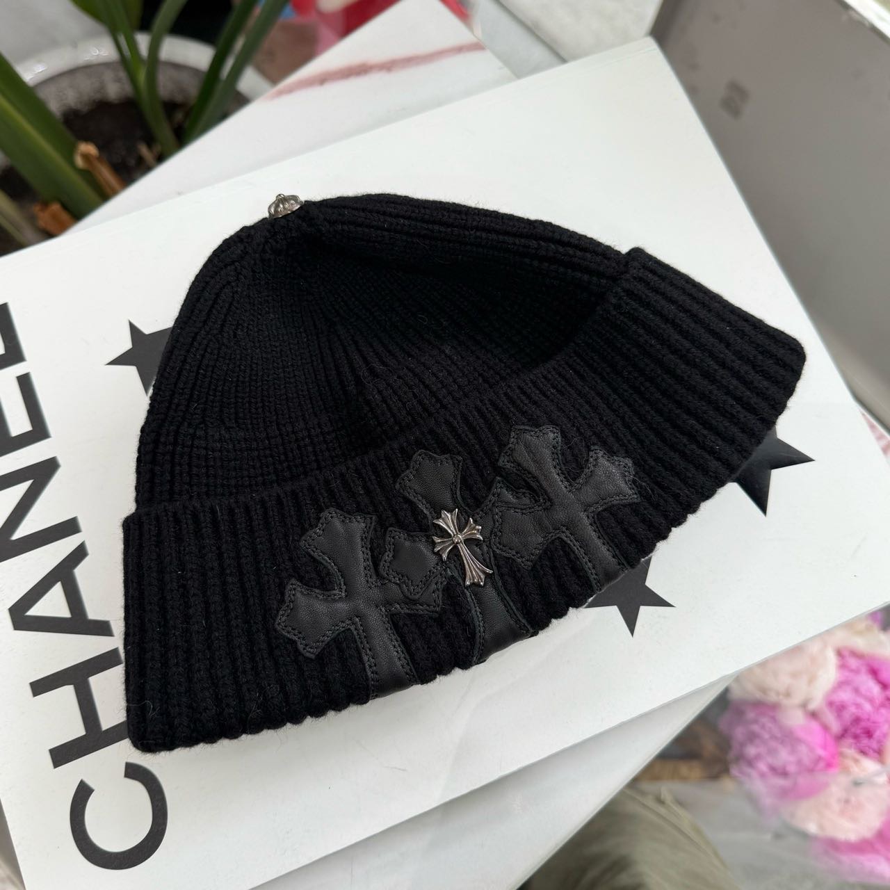 ChromeHearts克罗心幻影三十字贴皮Tiny银十字架冷帽