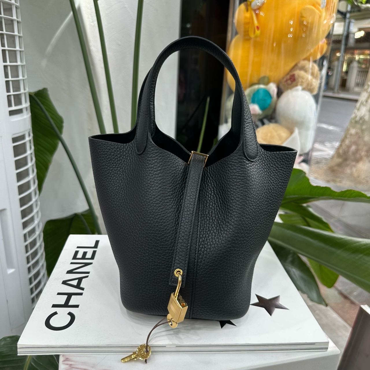 Hermes 黑金水桶/菜篮子18 TC皮 G刻 全套