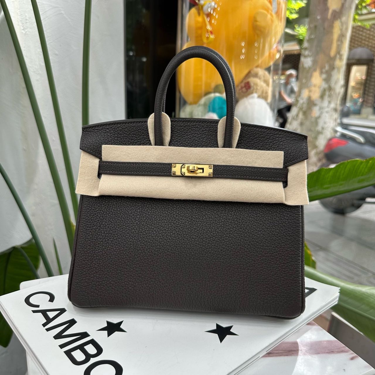 Hermes T3枣棕色birkin25/BK25 金扣 togo皮 G刻 全套
