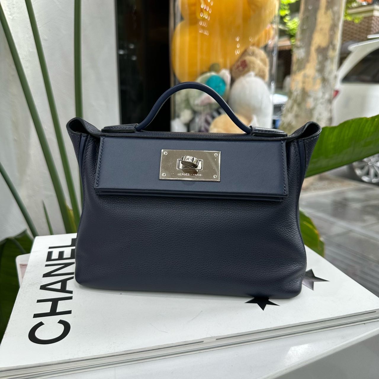 Hermes 星空蓝拼海军蓝mini2424 银扣 evercolor皮 Z刻 全套无票