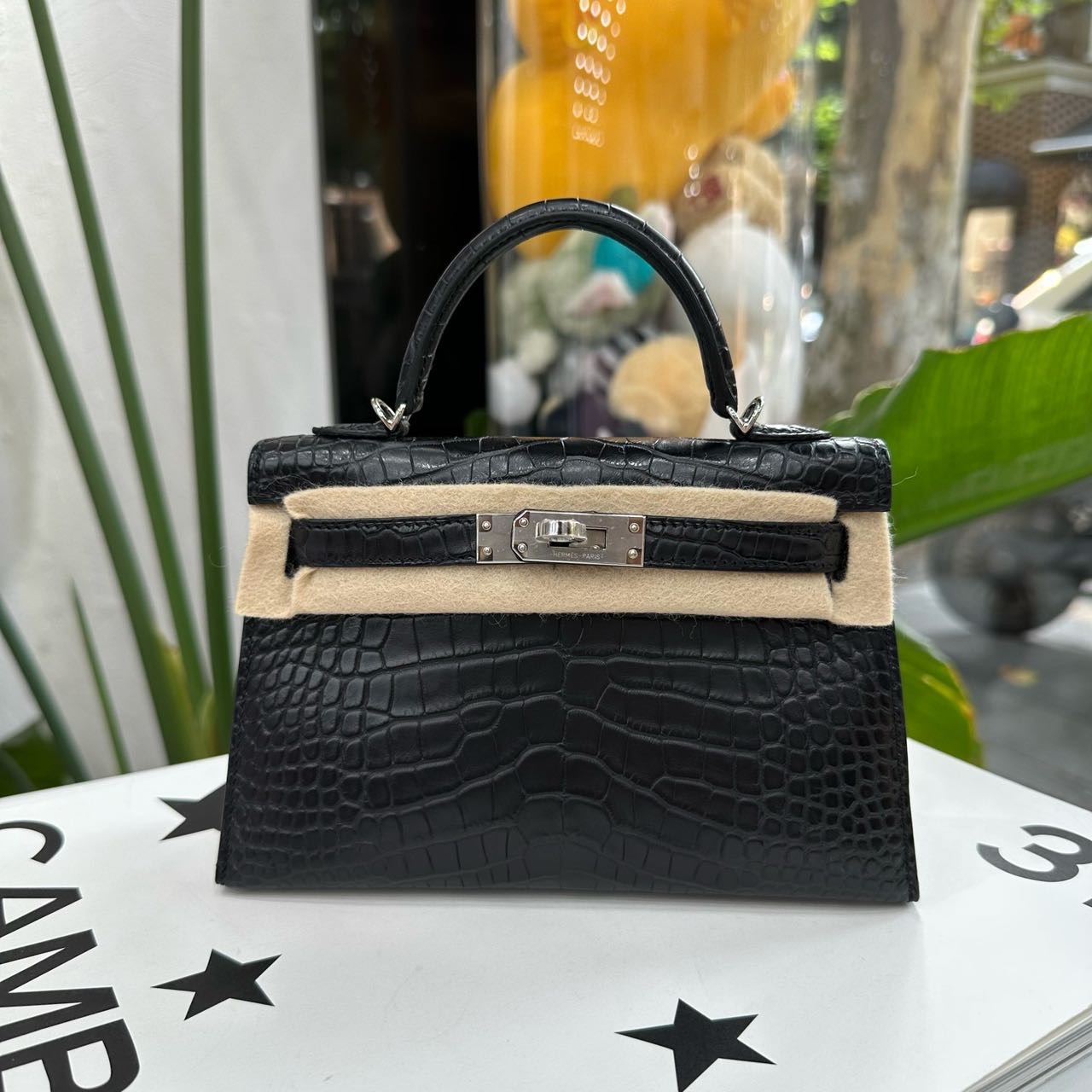 Hermes 黑银雾面鳄鱼mini Kelly K刻 全套带票证