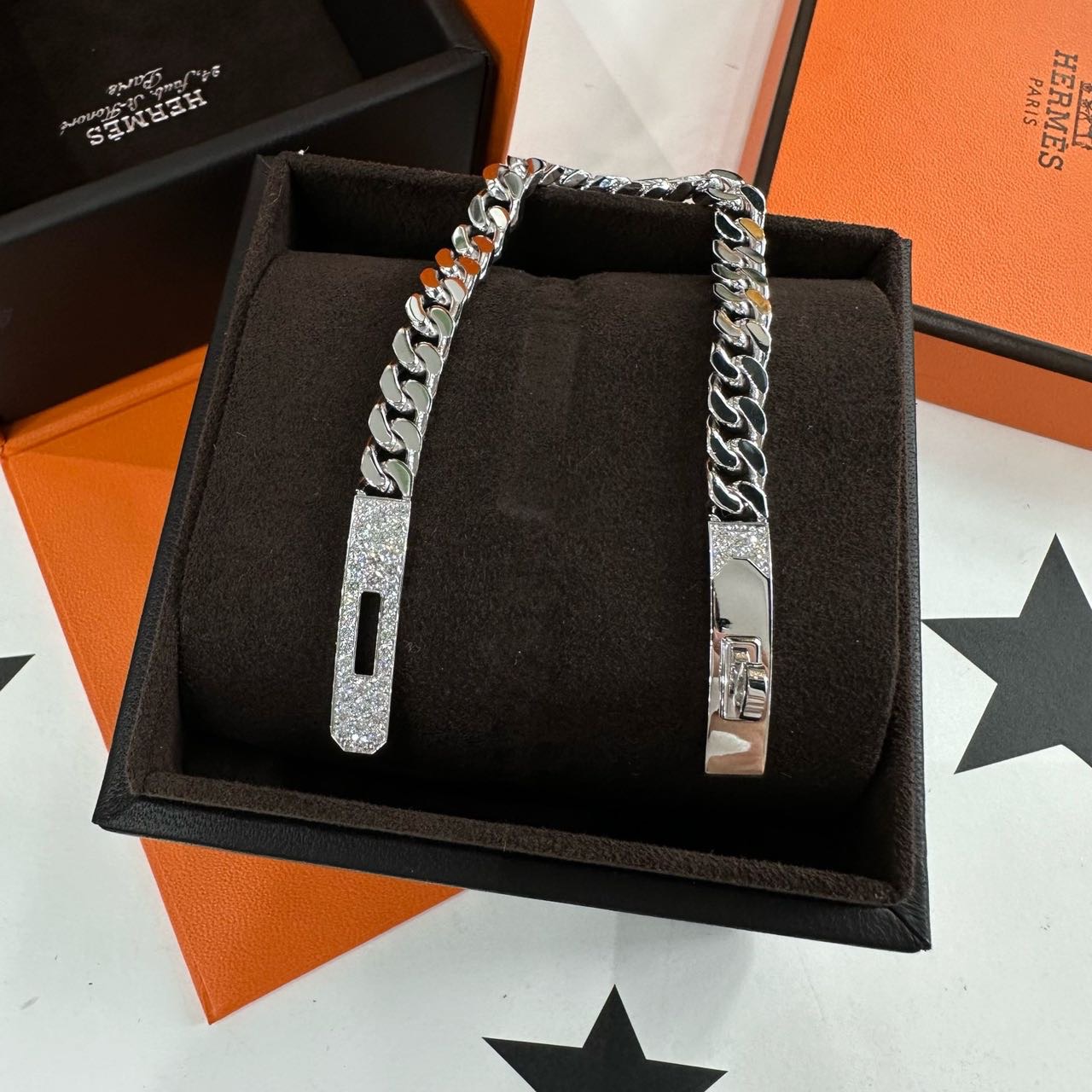 Hermes 18K白金带钻Kelly手链 SH码 全套 缩略图