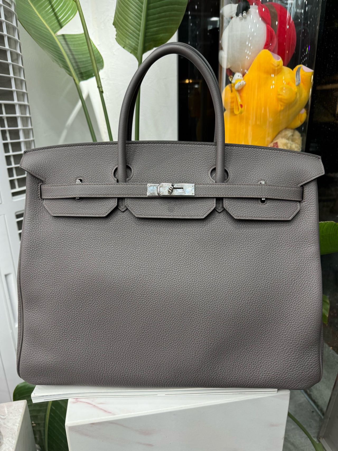 Hermes8F锡器灰银扣Togo皮Birkin40/Bk40 A刻 有尘袋成色很好不软塌 部分原膜在