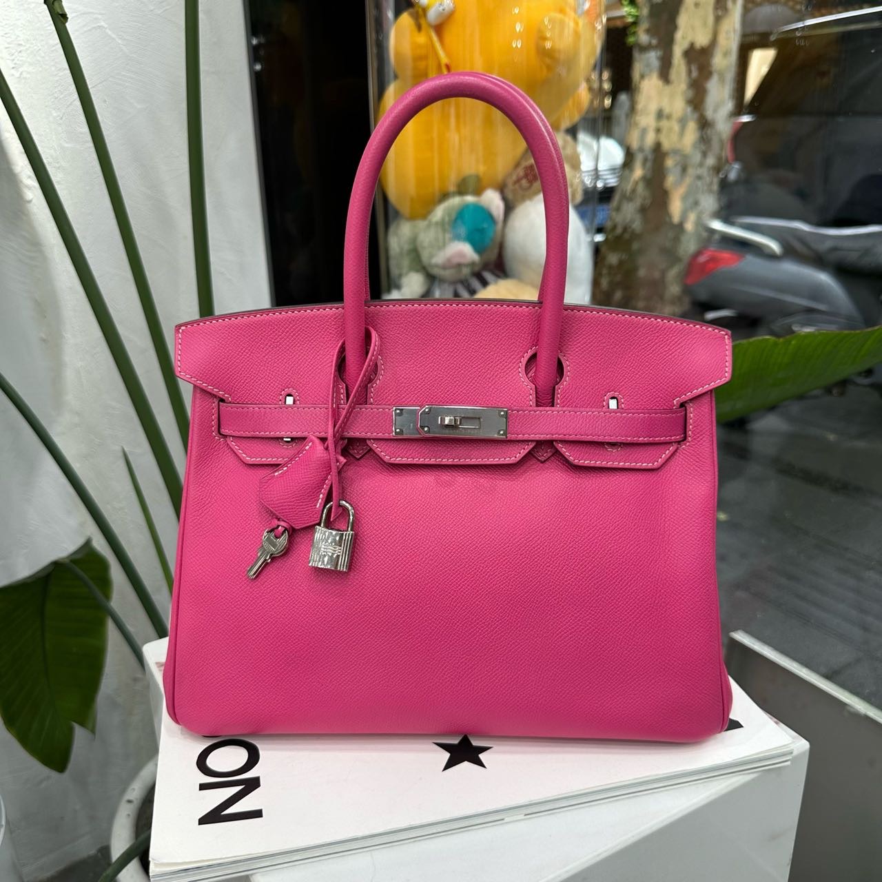 Hermes 糖果粉内拼托卡斯粉birkin30/BK30 银扣 Epsom皮 框O刻 带尘袋锁钥匙