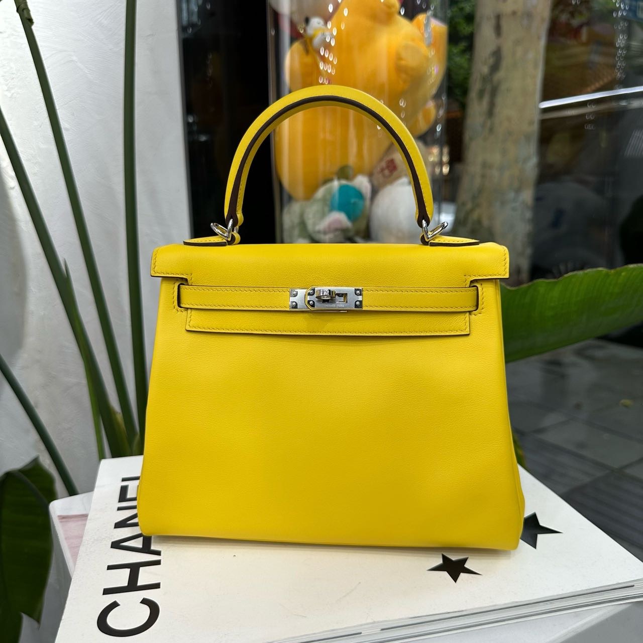 Hermes 那不勒斯黄Kelly25 银扣 swift皮 U刻