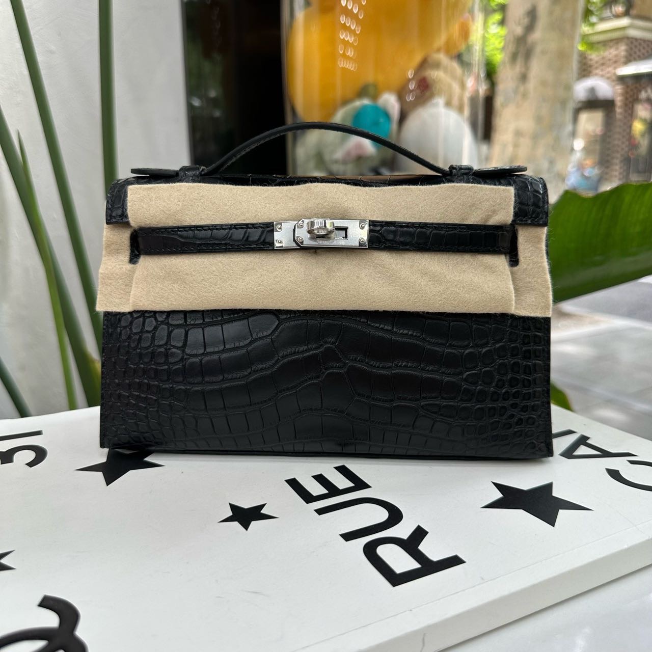 Hermes 黑银mini Kelly一代 雾面鳄鱼皮 G刻 全套