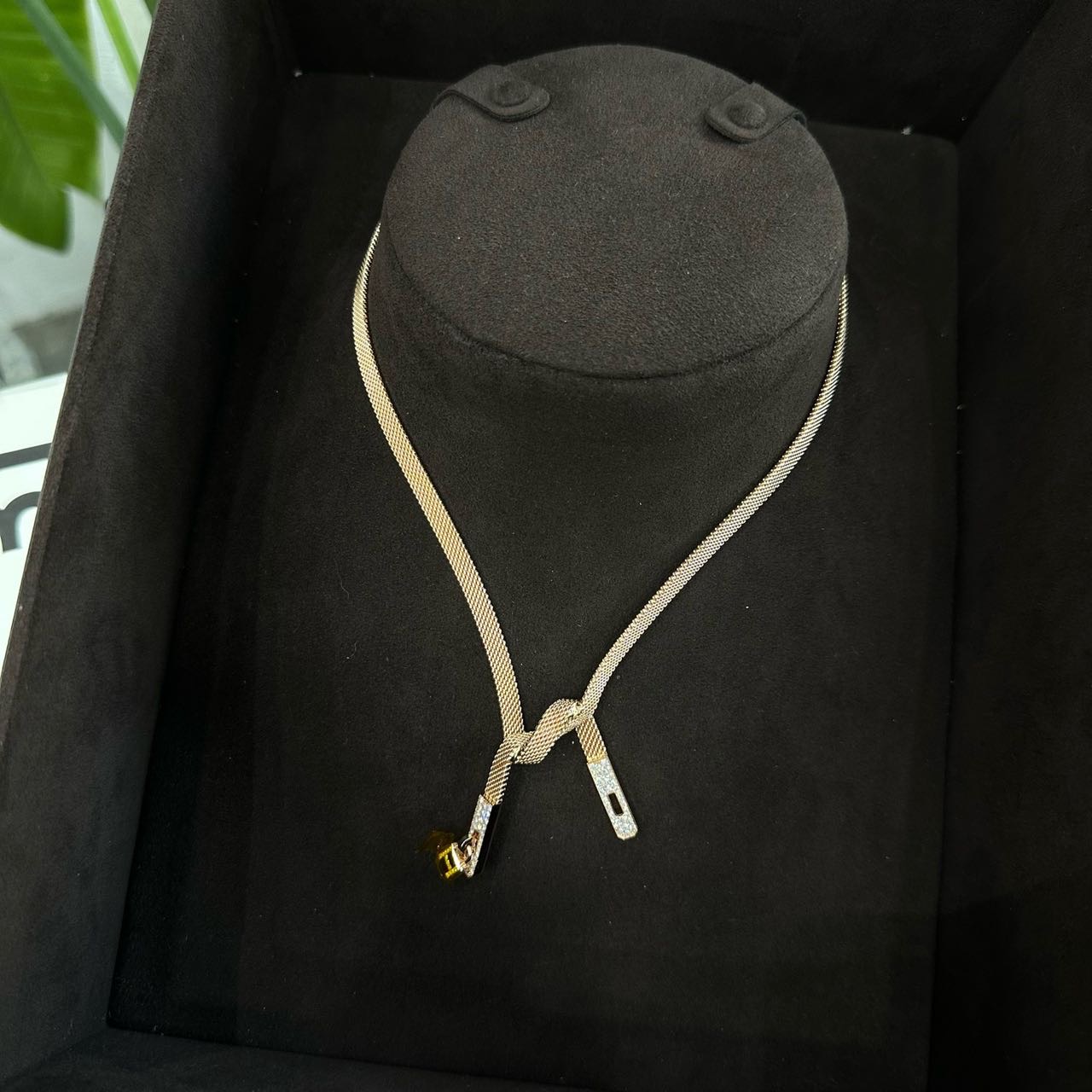 Hermes 18K玫瑰金带钻Kelly项链 全套
