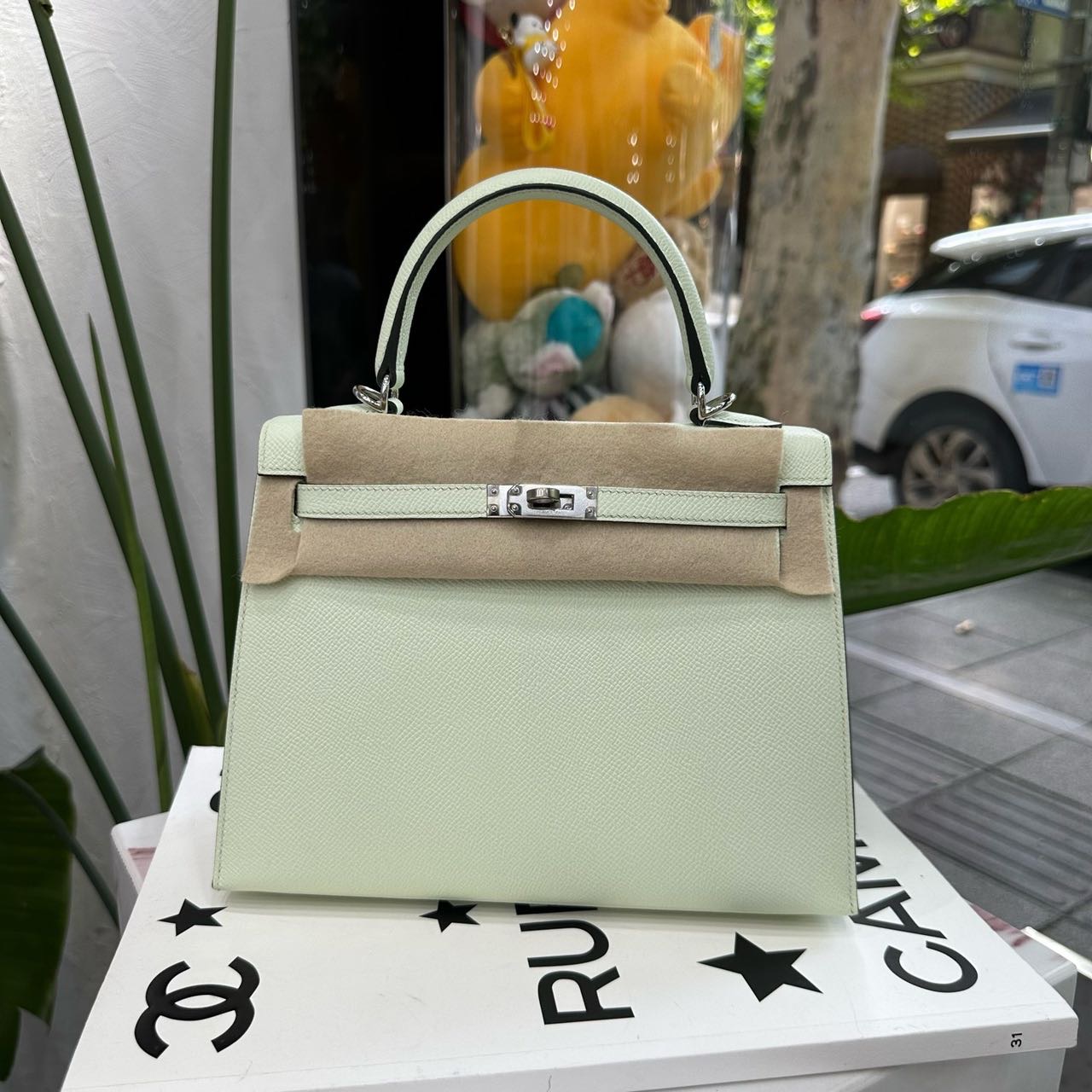 Hermes 0S气泡绿Kelly25 银扣 Epsom皮 U刻 全套