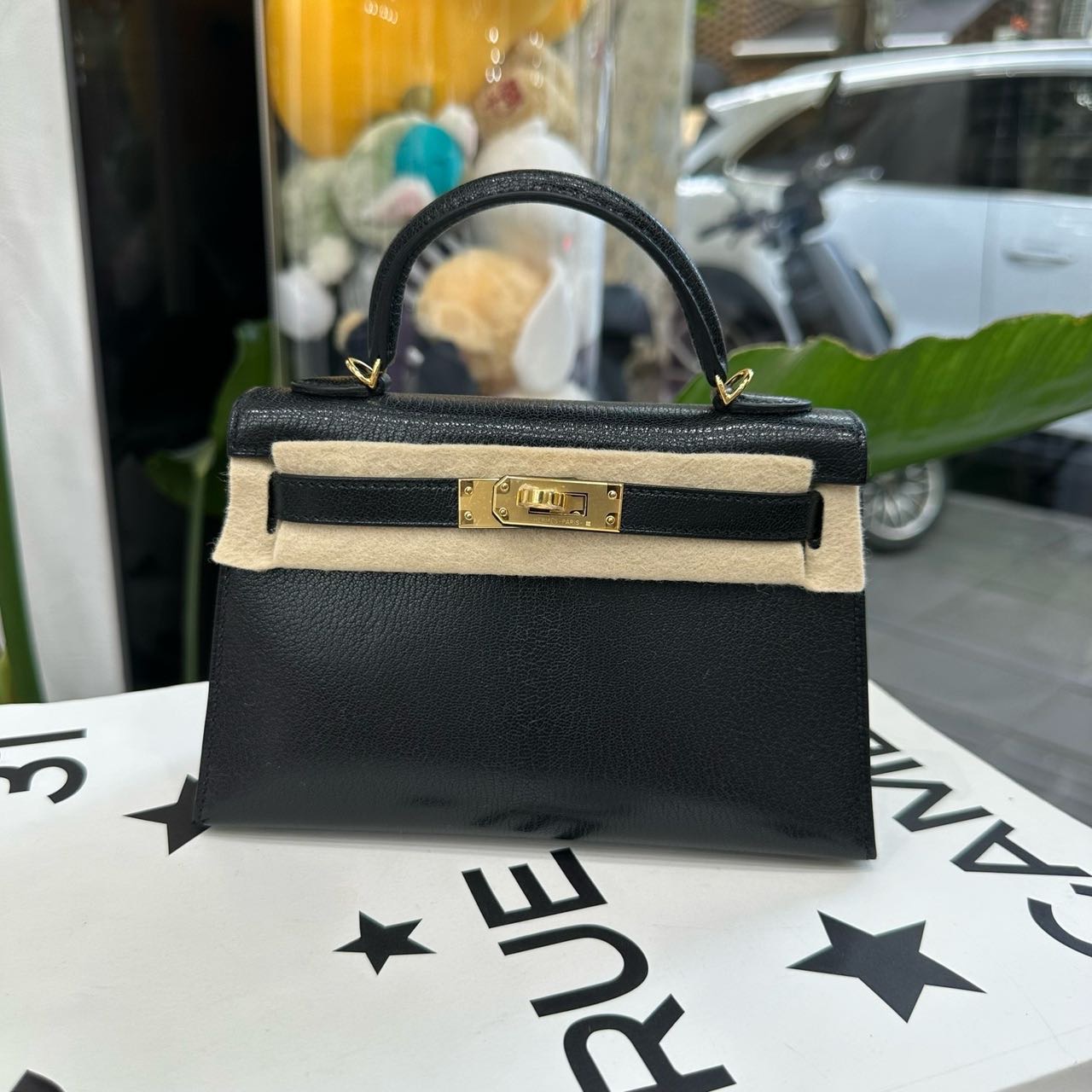 Hermes 黑金mini Kelly二代 山羊皮 K刻 全套