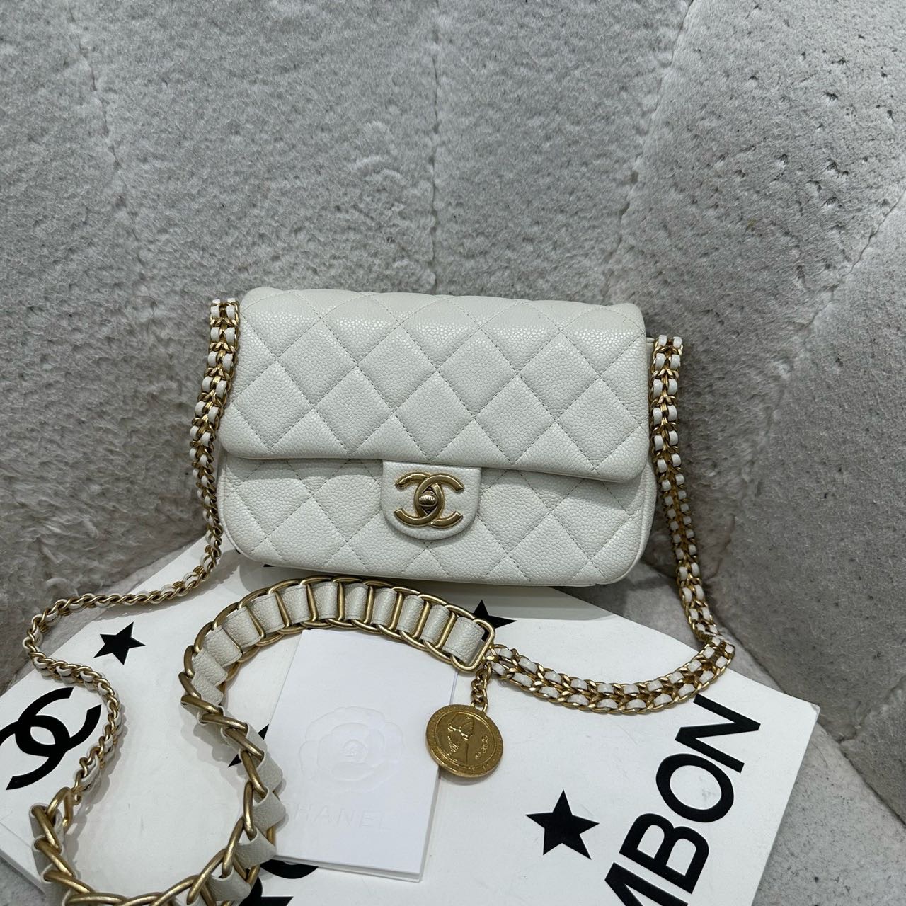 Chanel 白金荔枝皮金币款cf大mini 钢印款 有盒子尘袋票 公价三万多 现在一万多 缩略图