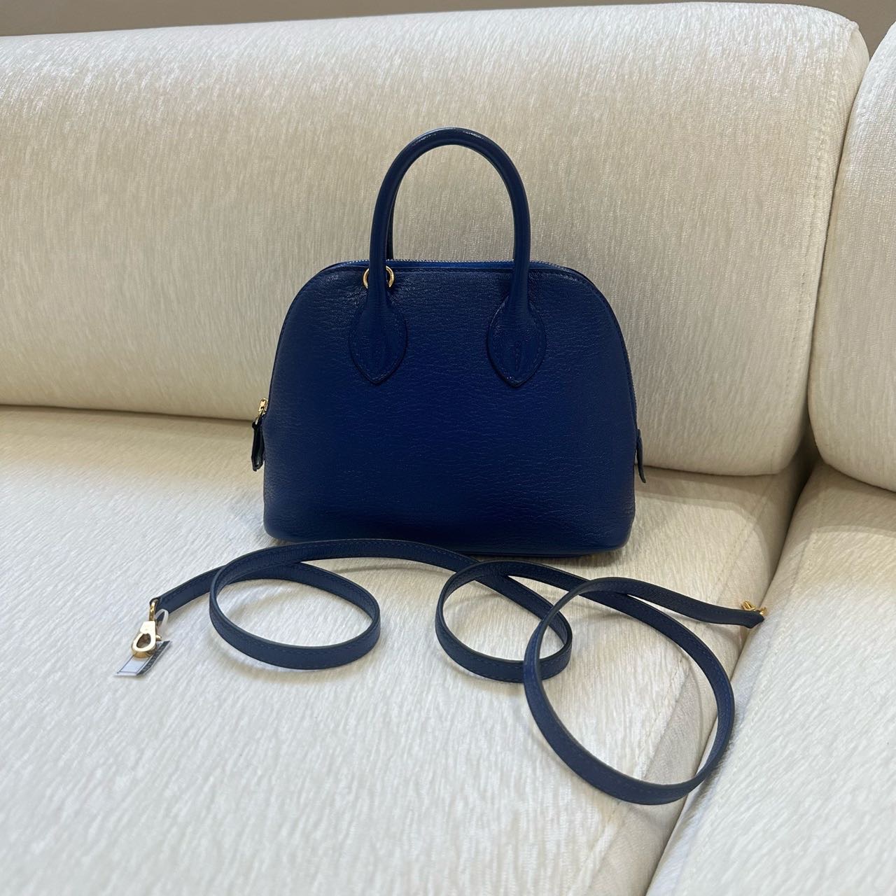 Hermes 法国蓝mini bolide 山羊皮 C刻