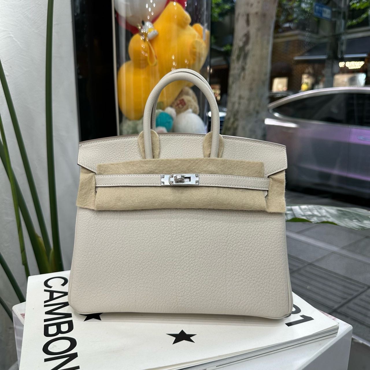 Hermes 奶昔白birkin25/BK25 银扣 togo皮 G刻 全套
