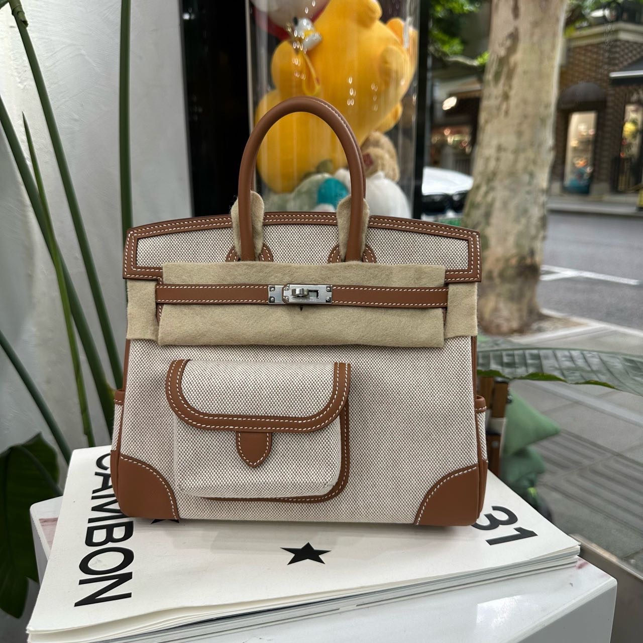 Hermes 金棕帆布birkin25/BK25 cargo25 G刻 全套新鲜票