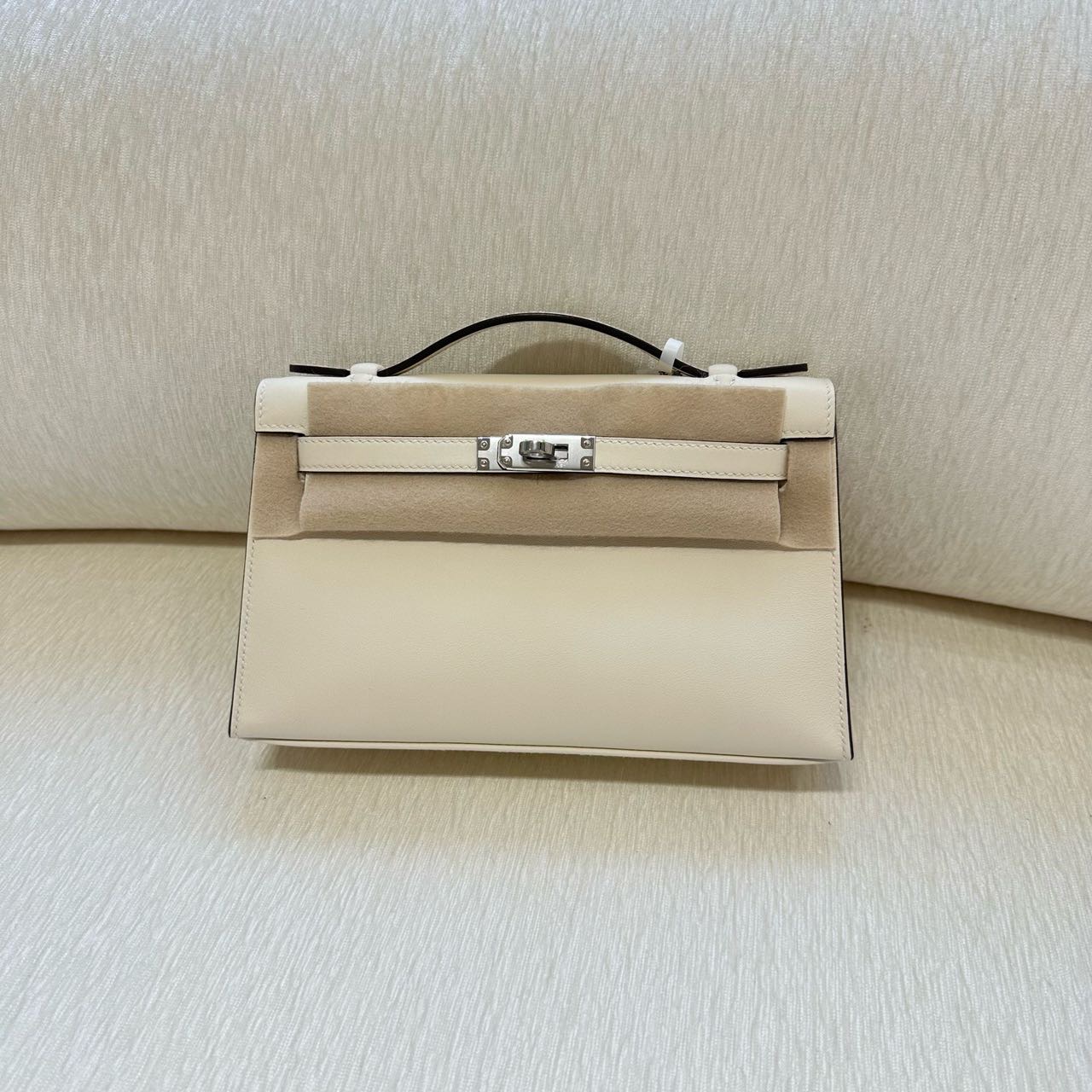 Hermes 奶油白mini Kelly一代 银扣 swift皮 G刻 全套