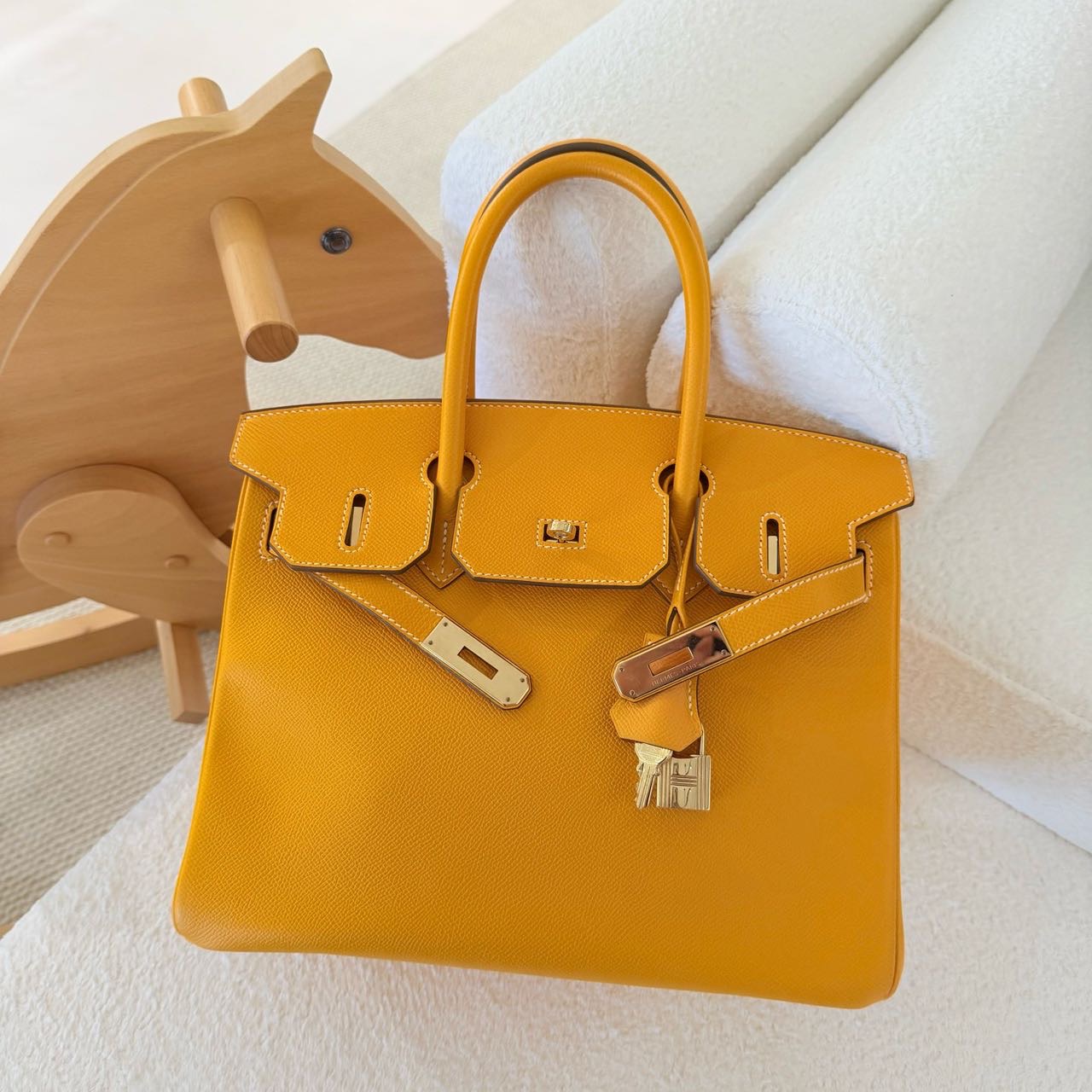 Hermes 太阳黄内拼芒果黄birkin30/BK30 Epsom皮 淡金扣 框P刻 缩略图