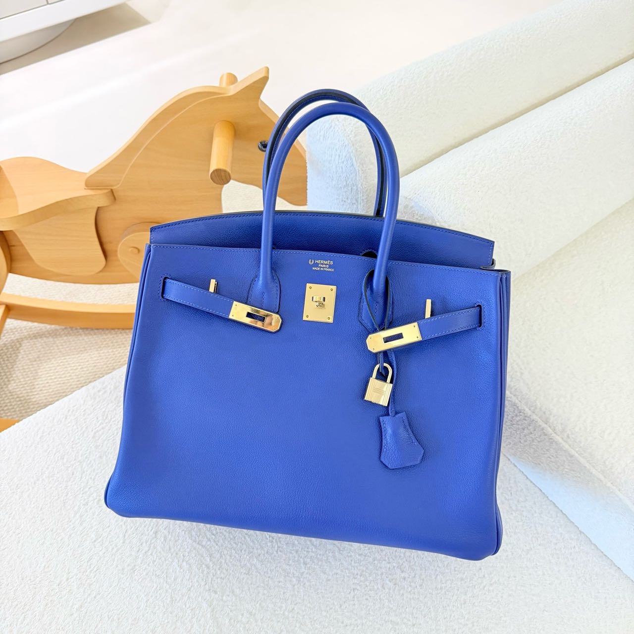 Hermes 宝石蓝birkin35/BK35 淡金扣 evercolor皮 D刻 缩略图