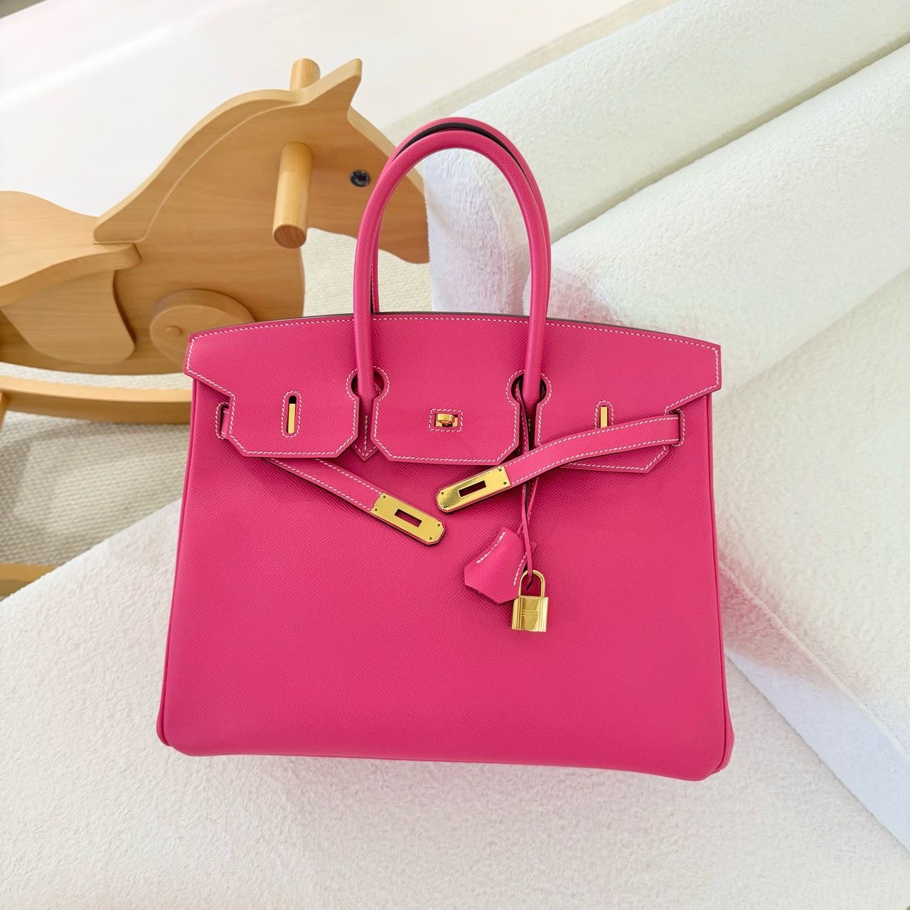 Hermes 糖果粉birkin35/BK35 金扣 Epsom皮 框Q刻部分原膜都在 难得好成色 缩略图